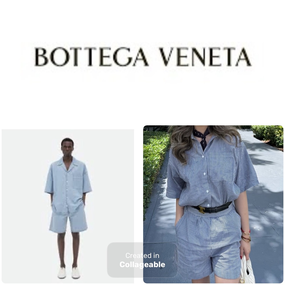 ‼️WOW‼️BOTENGA VENETA‼️Grey & White Pinned Striped Button Down Shirt & shorts.